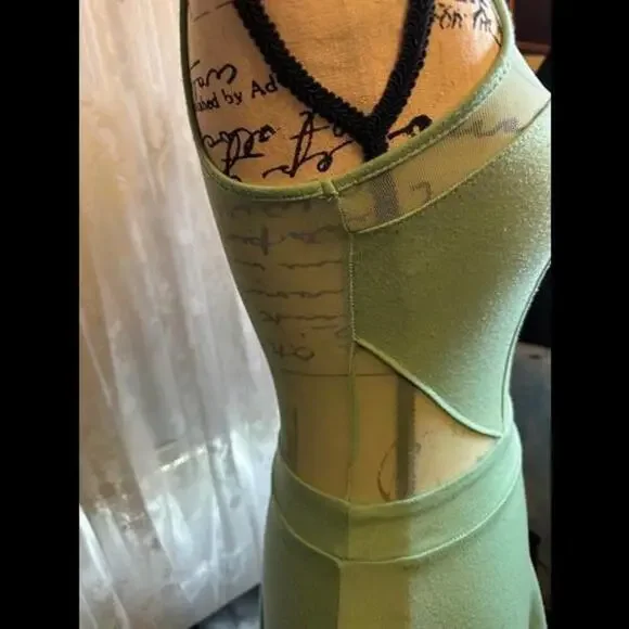 Mint Green Mesh Insert Skater Dress - Picture 3 of 5